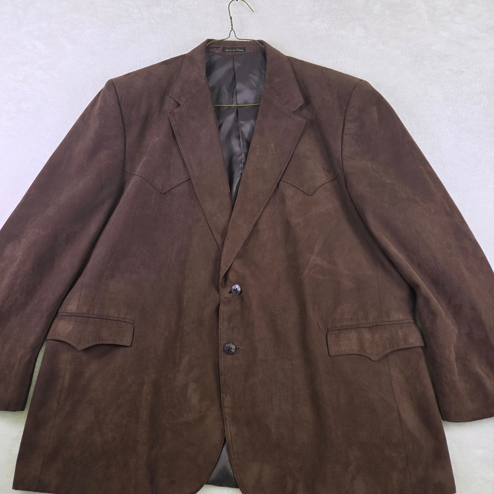 Circle S Dallas Texas Western Blazer Brown Faux Suede Sport Coat 54L Mens